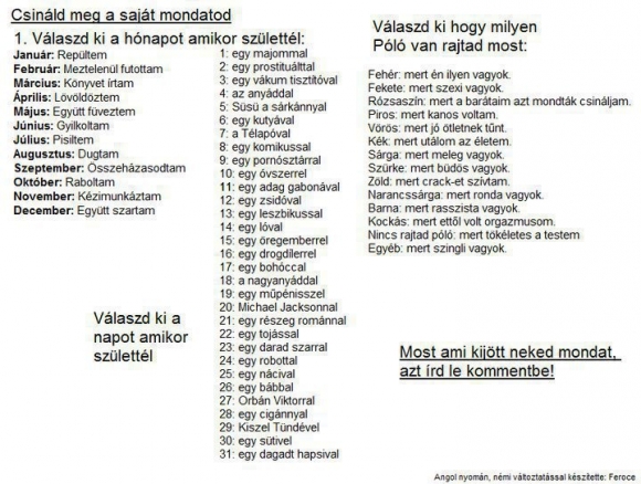 Hozz össze egy saját mondatot