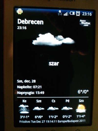 A várható időjárás : SZAR 