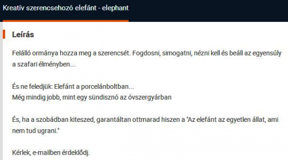 Napi apró - Szerencsehozó elefánt