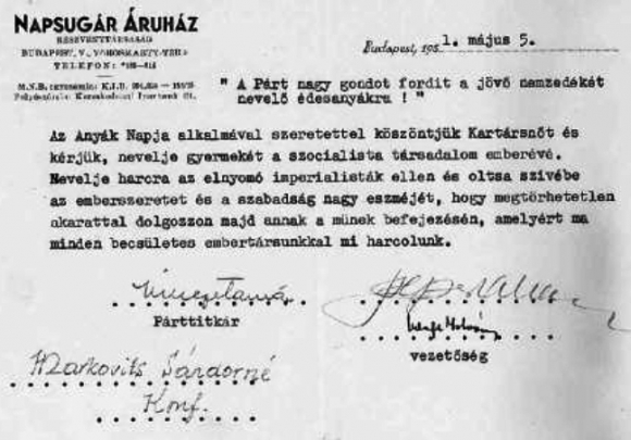 Anyák napi köszöntő 1951-ből