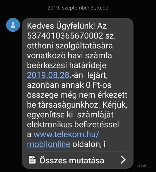 Kéretik azonnal befizetni!
