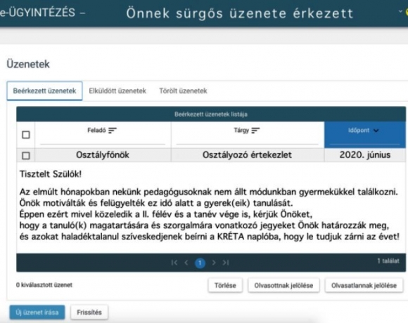 Önnek új üzenete érkezett!