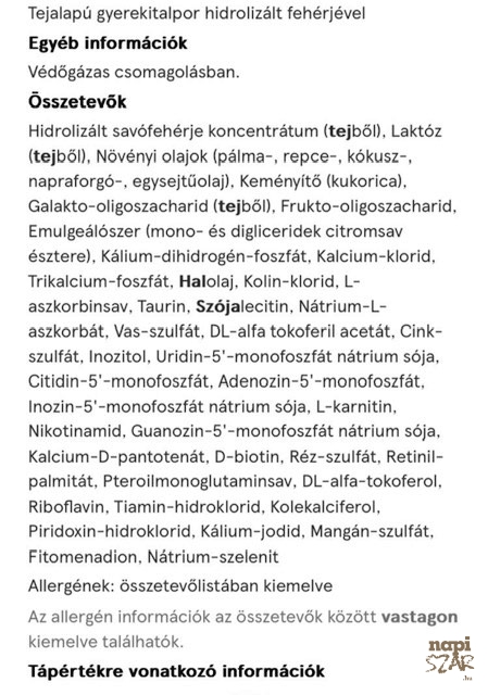 Sziasztok! 1 éves kisfiam tápszerének összetevői...