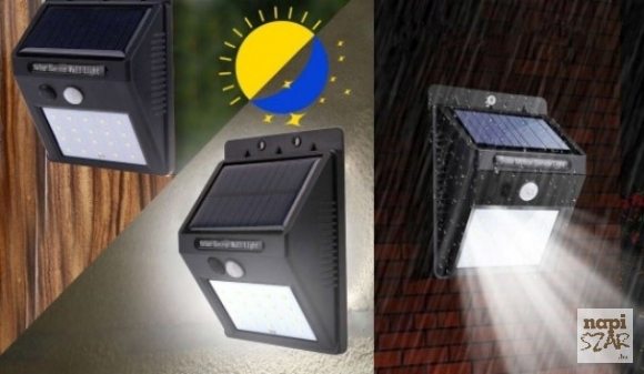 Napelemes, mozgásérzékelős LED lámpa (x)