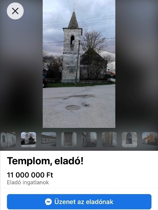 Napiszar, ingatlan rovat - Templom, eladó!