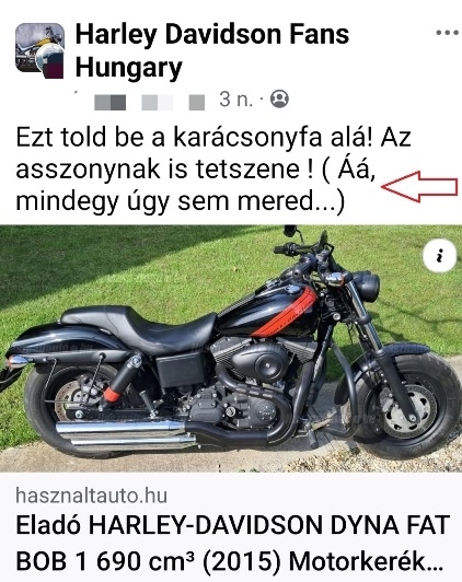 Ő ezzel a szöveggel próbálja eladni a mociját